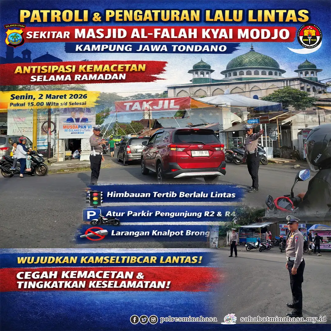 Patroli dan Pengaturan Lalu Lintas di Sekitar Masjid Al-Falah Kyai Modjo Antisipasi Kemacetan Selama Ramadan